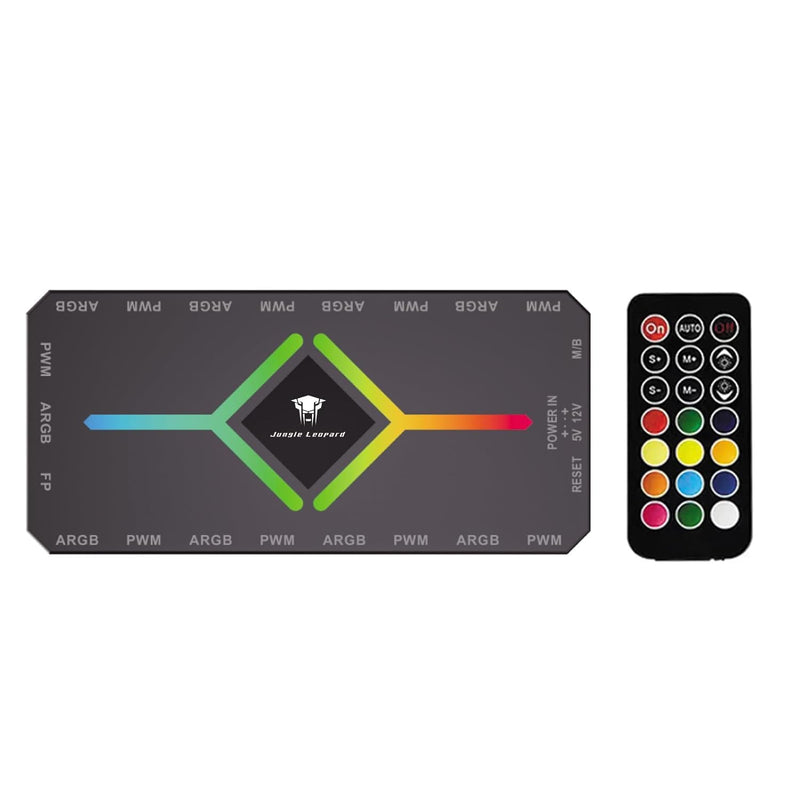 ShakingTank ARGB and PWM HUB 9 PortsFor A-RGB &PWM Case Fan Hub with Controller and SATA Power Input, Magnetic backplane Splitter 5V/3PIN ARGB Case Fan Hub Adapter PWM ARGB Fan 1to9 ARGB&PWM Fan Hub with controller black