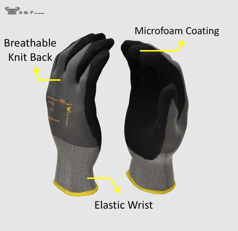 ATG / Maxiflex PIP Large Ultimate by ATG Black Latex Palm And Finger Coated Work Gloves With Nylon Liner And Continuous Knit Wrist (34-874 Large) Large (Pack of 12) Precision Handling