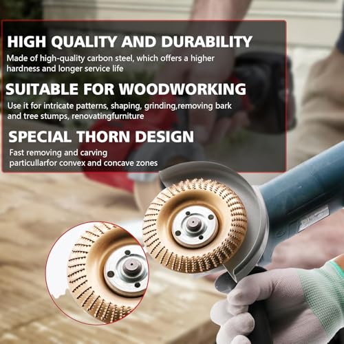 5PCS Angle Grinder Wood Carving Disc Set for 4-1/2 Inch Grinders 5 PCS Grinding Disc