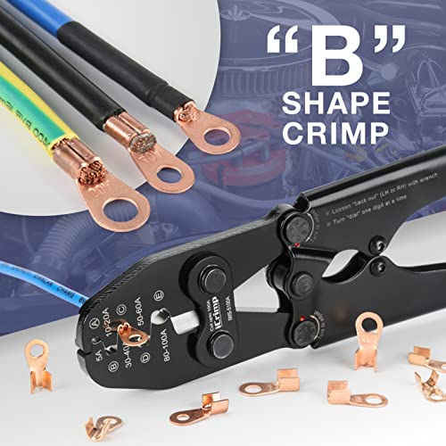 iCrimp Battery Cable Lug Crimping Tool for Open Barrel Lug for AWG 13-3 IWS-5100A