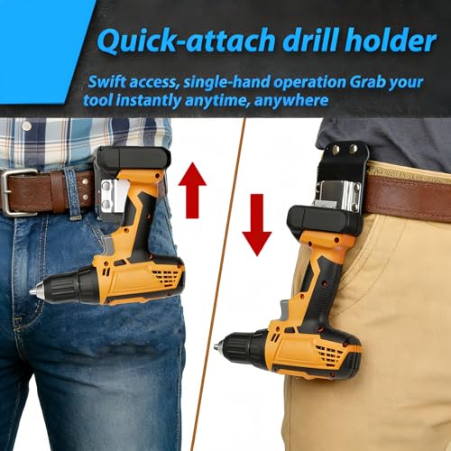 Multi-Tool Belt Clip - Universal Tape Measure & Drill Holder | Quick-Access Low-Profile Clip, Secure Lock | Fits Impact Drivers DrillCatcher-2Pack