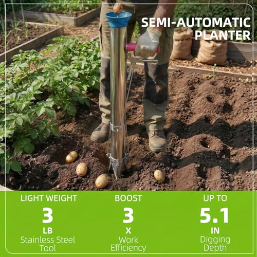 Long Handled Bulb Planter Tools and Vegetable Seedling Tool Manual Plant Transplanter Bulb Planter