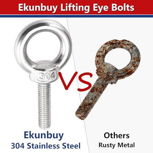 Lifting Shoulder Eye Bolts, Heavy Duty Screw Bolt 304 Stainless Steel Lifting Ring Threaded Eyebolts with Washers and Nuts for Indoor Outdoor 1/2"-29 x 3.60" 8