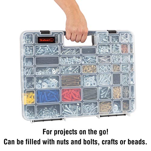 Stalwart - 75-ST6073 Portable Storage Case with Secure Locks and 55 Small Bin Compartments for Hardware, Screws, Bolts, Nuts, Nails, Beads, Jewelry and More by Black 55 Bin