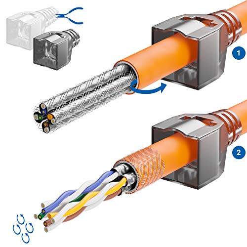 deleyCON CAT 6a Network Connector RJ45 LSA, Shielded, 10 Gbps, Pack of 4 | With LSA connection for rigid installation cable, LAN cable, network cable, CAT6a plug and metal housing 4 pcs.