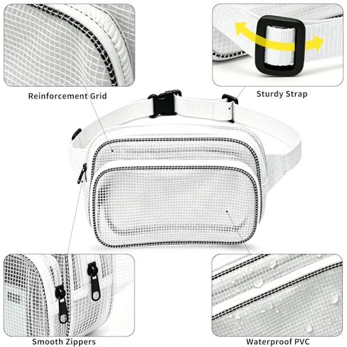 Anti-Static Cleanroom Tool Belt Bag - 10.6 Inch Transparent Fanny Pack PVC Waist Bag for Work Travel and Daily Use White 1