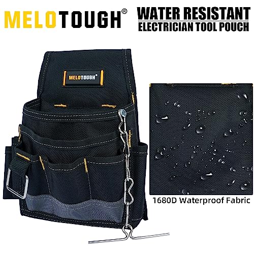 MELOTOUGH Padded Tool Belt with D ring for men Adjustable for 32"-50" Waists,Electrician Tool Pouch Tool Belt Pouches with Belt Clip, Electrical Tape Chain, Multiple Pockets Tool Organizer