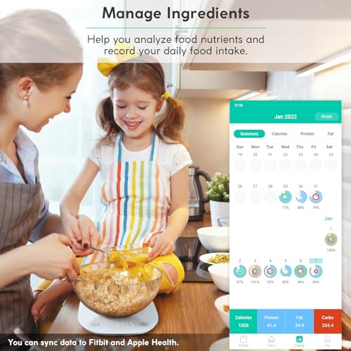 arboleaf Rechargeable Smart Kitchen Scale, Digital Food Scale with APP White