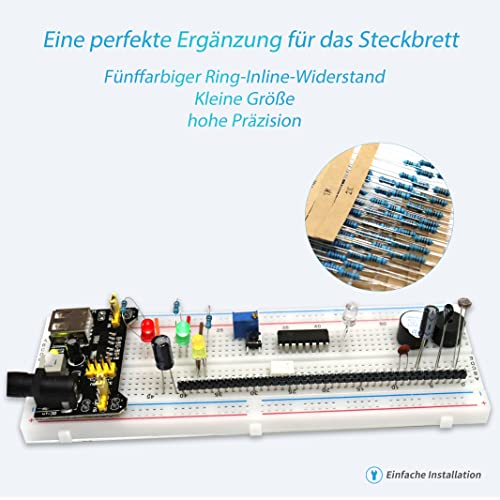 Resistor Combination Kit, 1 Ohm-3M Ohm, 1/4 Metal Film Resistor Kit (130 Value 2600 Pieces)