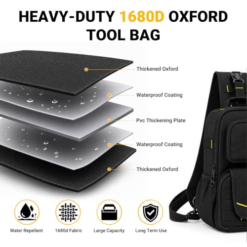 FamilyKit Electrician Tool Bag, Compact HVAC Tool Pouch for Technicians Black