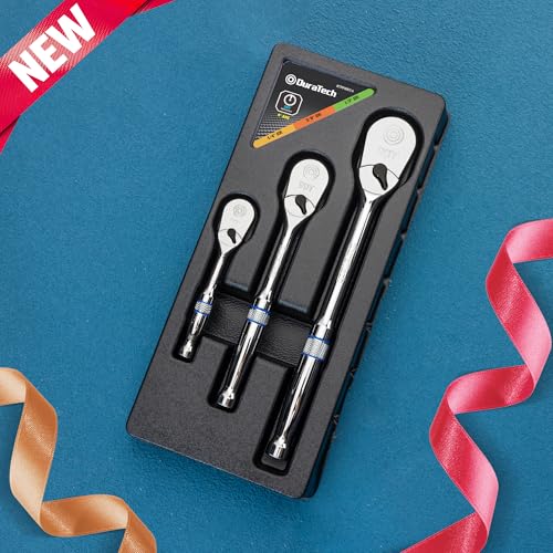 DURATECH 3-Piece Ratchet Set, 1/4", 3/8", 1/2" Drive Low Profile