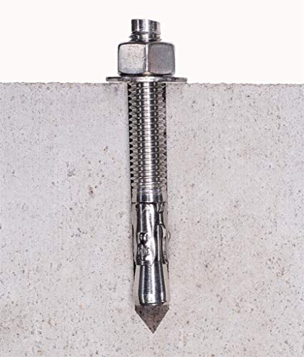 Bolt Dropper 1/2" X 6" Wedge Anchor (5pc), 18-8 Stainless Steel Corrosion Resistant Commercial Grade Washers and Nuts Included Choose Size 1/2" x 6"