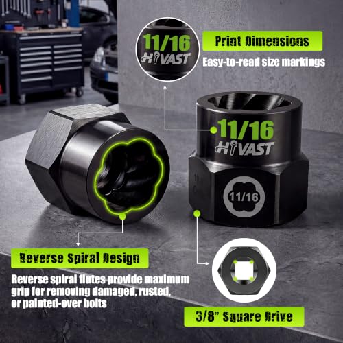 Impact NUT&Bolt Extractor Socket Set, 15-Piece 3/8" Drive 15PCS