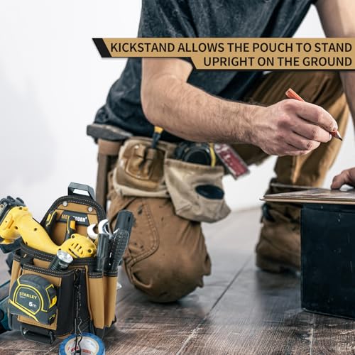 MELOTOUGH Small Electrician Tool Pouch Belt with Clip, Mini Kneeling Pad with Carabiner Clip, Portable 1 Inch Thick NBR Foam Kneeling Pads for Work Construction, Mechanics, Plumbers, Electricians