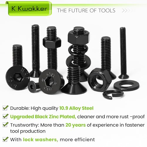 M3 M4 M5 M6 Nuts and Bolts Assortment Kit, Hex Socket Flat Head 24 Size 6-25mm Metric Bolt Assortment, Upgraded Zinc Plated Screw Set Machine Screws, Bolts and Nuts Kit w/Washers, 1485Pcs F. M3 M4 M5 M6