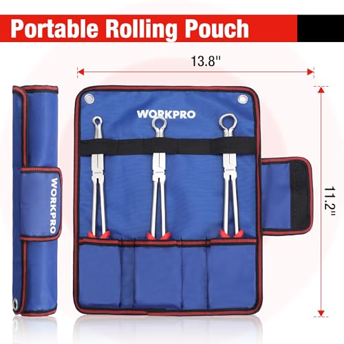 WORKPRO 3 PCS 11" Hose Gripper Pliers Set, Dia. 5/16'', 1/2'' and 3/4''