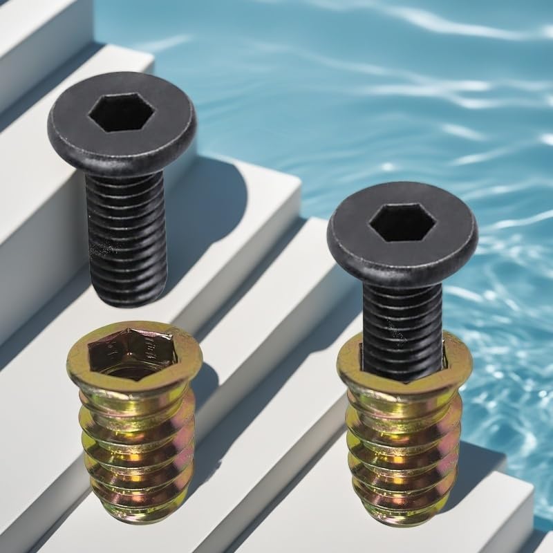 30 Sets 1/4-20 x 3/4" Furniture Screw Nut Threaded Inserts for Wood,1/4-20 x 19/32" Nut Threaded Wood Inserts Bolt Fastener Connector Hex Socket Drive Screw-in Nuts with Hex Spanner