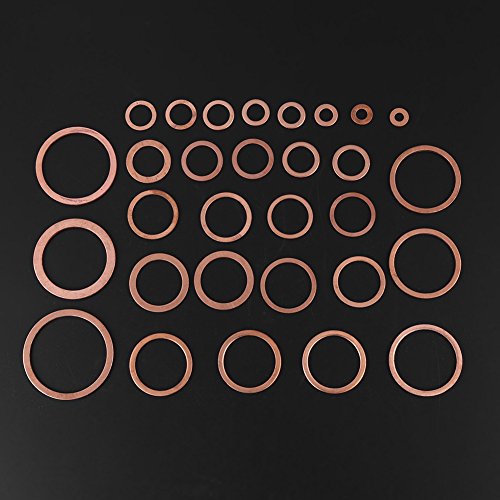 Thincol Copper Flat Ring Washers Set, 568PCS, 30 Sizes, With Plastic Box