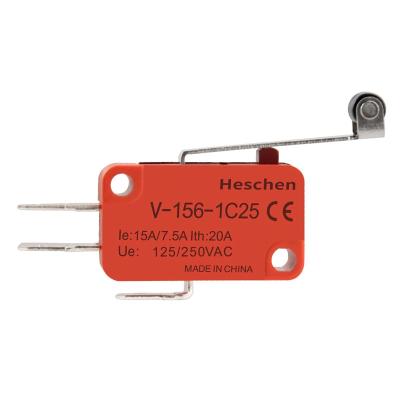 Heschen Micro Switch V-156-1 C25 SPDT Long Roller Lever 20A 250VAC 2 Pack