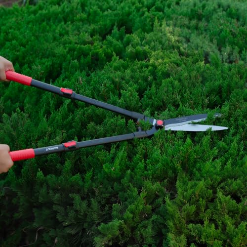AGRICUT Telescopic Hedge Shears – Heavy Duty Garden Shears with Patented Wavy Blade, High Carbon Steel, Extendable Aluminium Handles 700-930mm – For Precision Trimming of Tall Hedges Wavy Blade (Telescopic)