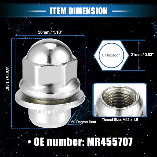20 Pcs Wheel Lug Nuts Compatible for Mitsubishi Eclipse for Chrysler Sebring, Durable M12 x 1.5 Carbon Steel Silver Tone Tire Lugnuts 20