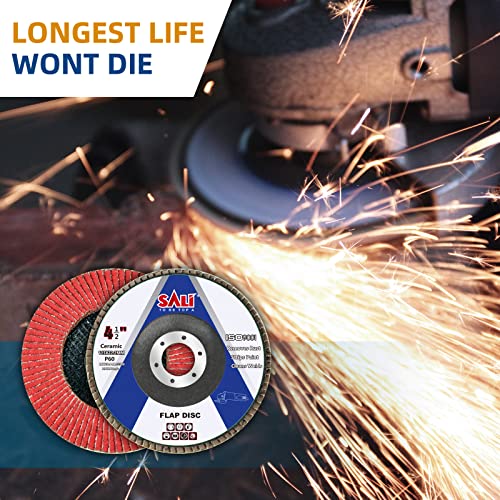 Sali 20 Pack Ceramic Flap Disc 60 Grit 4.5" x 7/8 Inch Sanding Disc Bevel Type #29 Premium and Industrial Grade Angle Grinder Grinding Wheel High Performance Edge Grinding 20.0