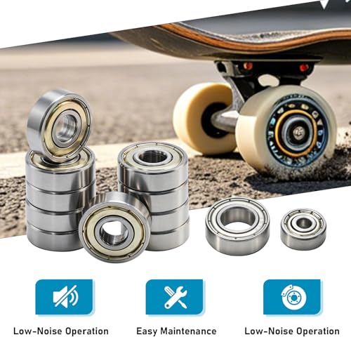 Hoypeyfiy 60Pcs 6 Sizes Carbon Steel Ball Bearings Assortment Kit, Double Shielded Deep Groove Bearings for Furniture Wheels, Skateboards, and Small Motors
