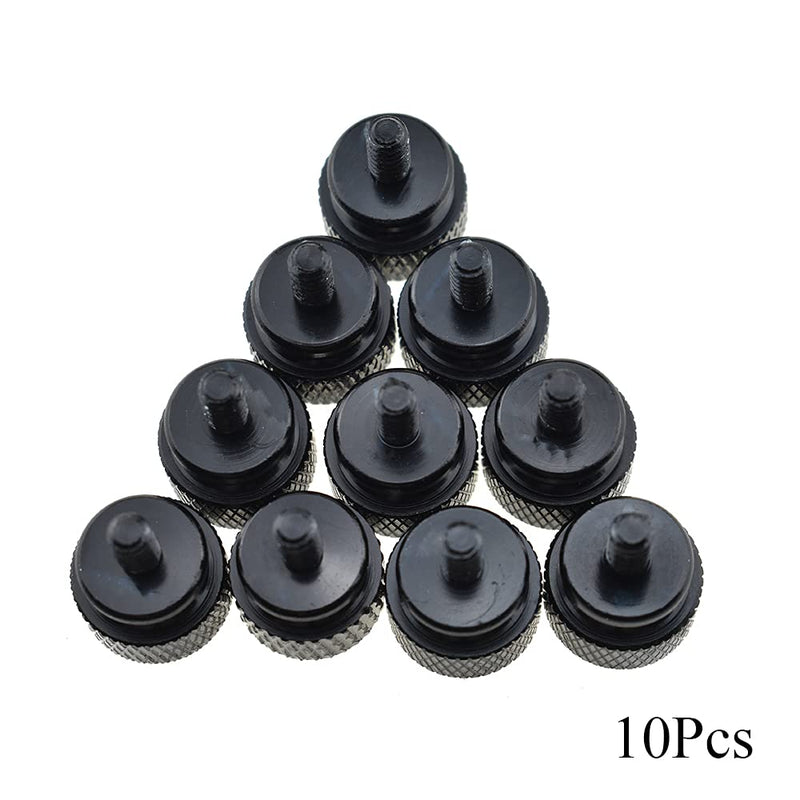 Hahiyo Anodized Aluminum Thumbscrews 6#-32 Thread Size Large Knurled Head Cage Mounts Hand Tighten Easy to Grip and Turn Not Damage Inside Sturdy, Black 10pcs (2021033103-Thumbscrews) 6#-32-Black-10Pieces