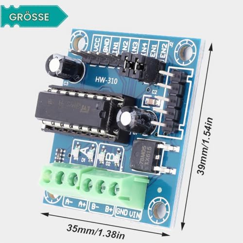 Motor Driver L293D 4 Channel Mini Motor Drive Expansion Board Motor Forward and Reverse Control PWM Speed Control DC 4.5V-36V with DC Socket Cable DuPont Cable, Pack of 2