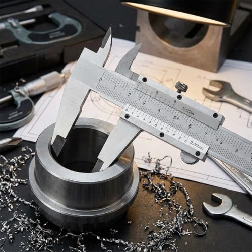 QWORK Vernier Caliper, High Precision Vernier Caliper 6"/150mm, 0.05mm/1/128" Tolerance Caliper with Locking Screw for Versatile Measurements