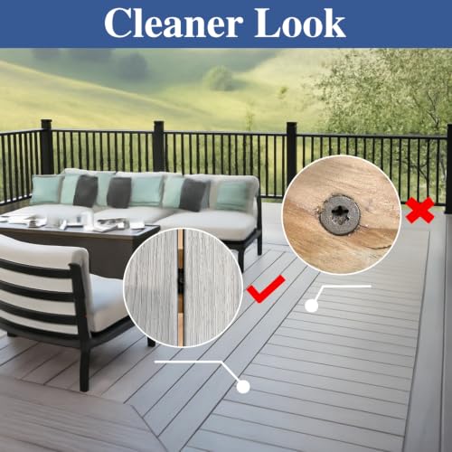 Hidden Deck Fasteners Composite Plate with Stainless Steel Screws for Universal Composite Decorative Plate Clamps and Drill Bits (600PCS) 600PCS