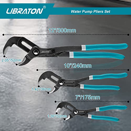 LIBRATON Water Pump Pliers, Groove Joint Pliers Set, Plumbing Pliers
