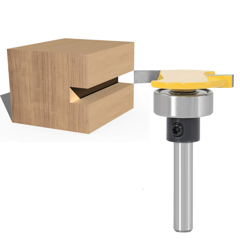 Set of 2 6 mm Shank Biscuit Wood Cutter with Bearing, Groove Cutter Tongue Shaft and Groove Milling Cutter Set T-Shape Cutter Made of Wood for Woodwork Carpenters