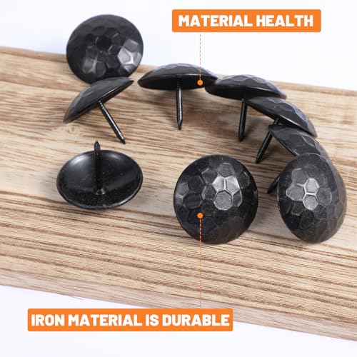 50 Packs Decorative Clavos Nails 1.5 Inch, Large Iron Antique Round Head Nails for Rustic Wood Doors, Furniture, Barn Gates & Faux Beams (Black)