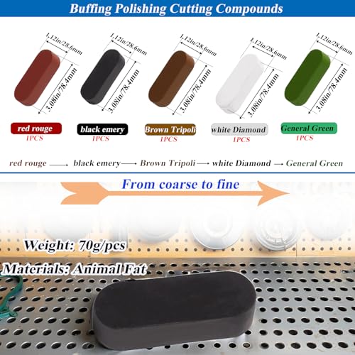 8 inch Airway Buffing Wheel with Compound for Angle Grinder,9PCS Buffer Polishing Wheel(5/8 inch Arbor Hole) and 5PCS Buffing Compounds，Aluminum Wheel Polishing Kit for Mirror Finish