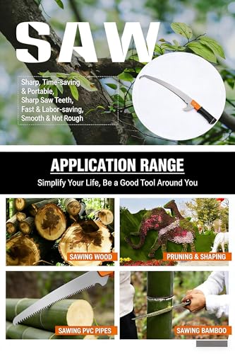 11-foot lightweight manual pruning saw with integrated telescopic pole, stainless steel blade, no assembly required. Long-reach pruning saw suitable for yards, gardens, patios, and forestry work. 11.3FT