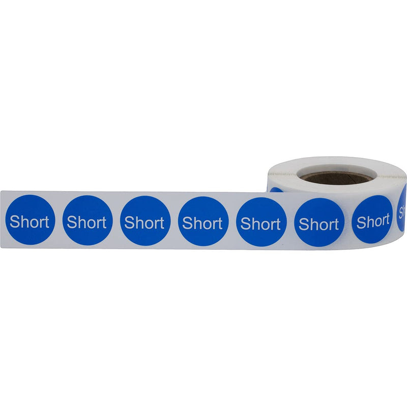 Short Round Clothing Size Labels 0.75 Inch 500 Total Stickers