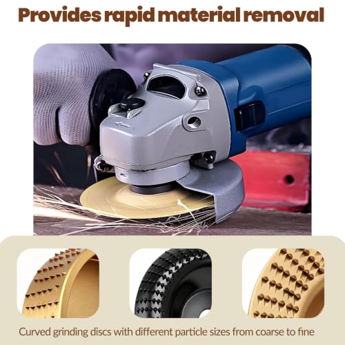 5PCS Angle Grinder Wood Carving Disc Set for 4" or 4 1/2" Angle Grinder with 5/8" Arbor,Wood Shaper Carving Disc for Cutting, Grinding, Shaping and Sanding 5PCS