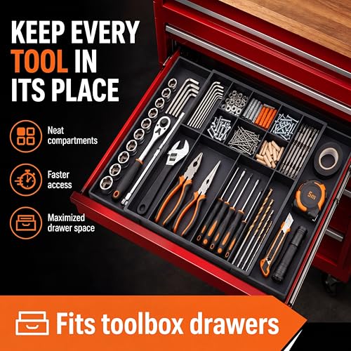 2 Pack Expandable Tool Box Organizer Tray, 12+2 Compartments 1