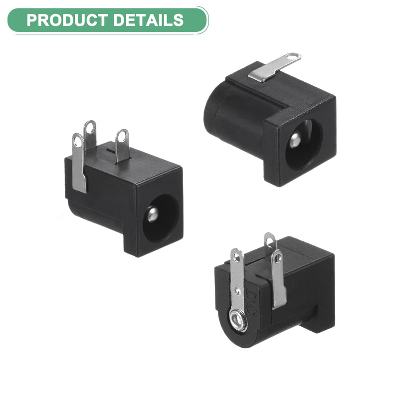 5-Pack 3 Pin DC-005 Power Jack 5.5 x 2.5mm PCB Mount Female Nickel Plating Process for Media Player/Laptop Socket Jack Plug Female Socket Connector
