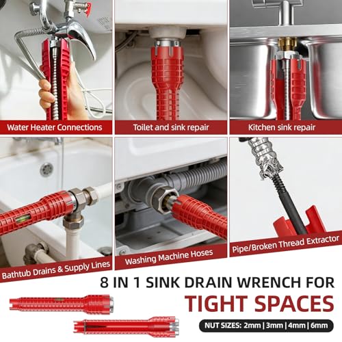 GPANDAG 7PCS Plumbing Tool Sink Wrench for Tight Space