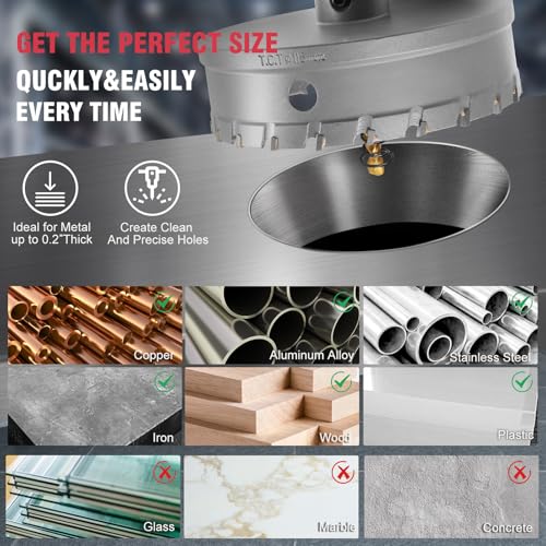 4-1/2 Inch Carbide Hole Saw with Titanium Plated Center Drill Bit, Heavy Duty TCT Hole Saw Metal Hole Cutter for Stainless Steel Iron Copper Brass Aluminum Alloy 4-1/2 inch