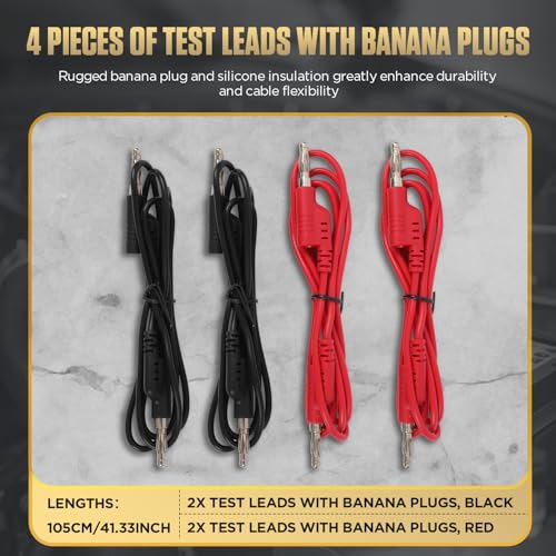 AUTOOL 68PCS Multimeter Test Leads Kit, Test Leads with Replaceable Wire Piercing Probes, 32A/1000V Alligator Clips, Banana Plug Adapters, Jumpers, Extension Male to Female Connector 4mm Banana Plug 68