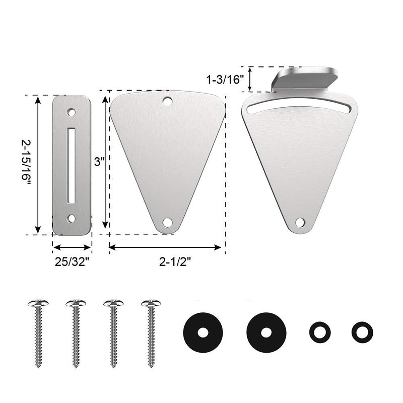 WINSOON Barn Door Lock Hardware Stainless Steel Sliding Privacy Latch for Closet Shed Pocket Doors Wood Gates Silver