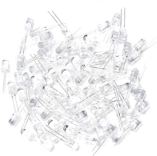 Pack of 100 LED 5 mm Color UV Ultraviolet LEDs Housing Clear Black Light LEDs Approx. 3V Diode 2 Pin LEDs Housing Clear