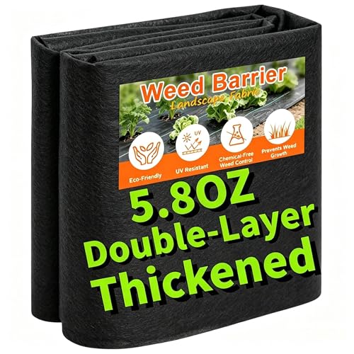 AMAGABELI 8 Inch 200 Pack Galvanized Landscape Staples 11 Gauge + 5.8oz 3ft x 50ft Weed Barrier