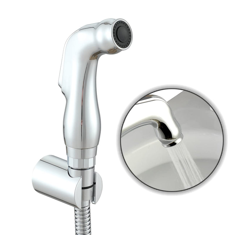 Asyas Bidet Shattaf Douche Spray Chrome Hygienic Toilet Shower Head Set | 1.2M Shower Hose abd ABS Holder Included Without T-Adapter for Toilet Bathroom Chrome bidet set without adapter