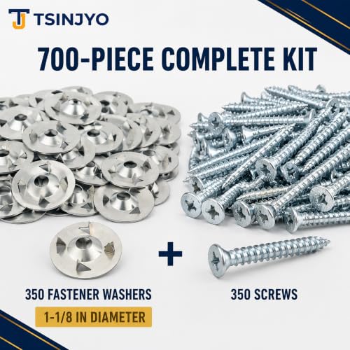 700 Pcs Foam Board Fastener W Stainless Steel Screws Kit, 1-1/8 Inch Galvanized Steel Flat Washers for Insulation Board Fixing Installation