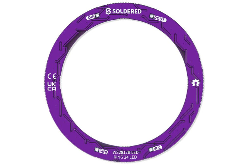 Soldered Smart LED WS2812B Ring with 24 RGB LEDs, Made in EU, 333101
