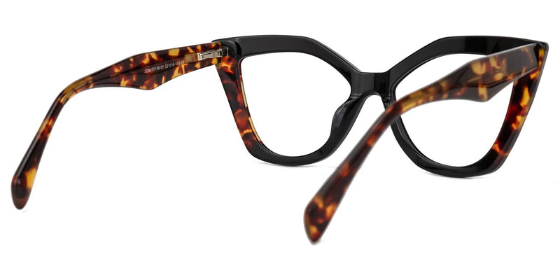 Zeelool Stylish Acetate Cat Eye Glasses Frame with Non-prescription Clear Lens Women Oversized Eyewear Spitler ZJGA100148 Black-tortoise Blue Light Blocking Lens